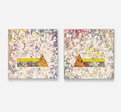 Untitled by Sam Gilliam, 1976, acrylic and canvas collage on canvas, in artist’s frame, diptych, sold Nov 2022