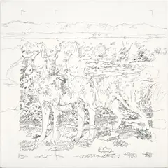 Gerhard Richter, Hyänen, 1967-1968, charcoal on canvas