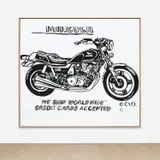 Mineola Motorcycle (positive) by Andy Warhol, 1985-86, synthetic polymer paint and silkscreen ink on canvas, sold Nov 2022