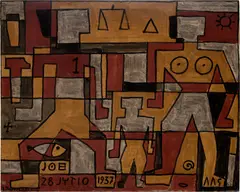 Joaquín Torres-García, Tres figuras en estructura, tempera on cardboard