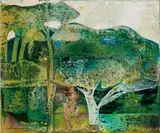 Romare Bearden, The Blue Light, 1973, collage and acrylic on Masonite