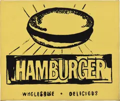 Hamburger by Andy Warhol, 1986, synthetic polymer paint and silkscreen ink on canvas, sold Nov 2022