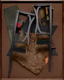 Louise Nevelson, Volcanic Magic XXIV, 1985, wood, paper and metal collage, in artist's frame