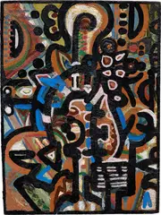 Composition by Richard Pousette-Dart, oil on panel, sold Nov 2022