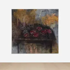 Teresa Serrano, Present, past and future, 1990, acrylic, sand and charcoal on canvas