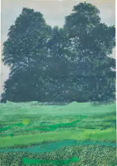 Tomás Sánchez, Liberación del verde, 1979, tempera on paper