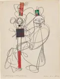 Max Ernst, Deux personnages réciproques, 1952, collage and pencil on paper laid down on cardboard