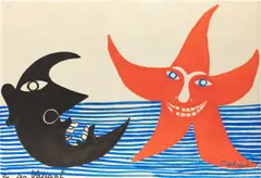 Untitled by Alexander Calder, 1974, gouache and ink on paper, sold Nov 2022