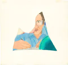 Study for Self Portrait While Drawing by Tom Wesselmann, 1988, colored pencil and pencil on tracing paper, sold Nov 2022