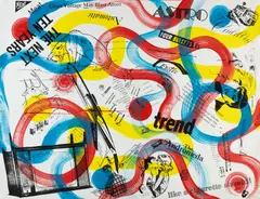 Exotic Trend by Kenny Scharf, 1990, acrylic and silkscreen on paper, sold Nov 2022