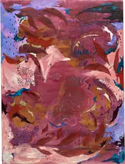 Muddlin on through by Michaela Yearwood-Dan, 2020, oil, acrylic, ink and gold leaf on canvas, sold Nov 2022