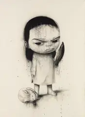 Roby Dwi Antono, Dengkur yang Teratur, 2020, charcoal and spray paint on canvas