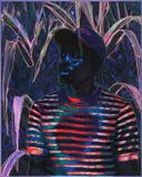 Amani Lewis, KONDWANI, 2021, acrylic, pastel, glitter and digital collage on canvas