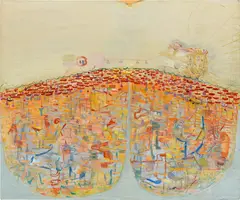 Cart by Amy Sillman, 2001, oil on canvas over panel, offered Nov 2022