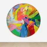 Damien Hirst, beautiful, red, edgy, ejaculating, pooh, comet, purple, spunk painting, 1997, household gloss paint on canvas