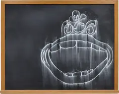 Gary Simmons, Black Chalkboard (Yo, Ho, Ho), 1993, chalk on slate-painted fiberboard and wood