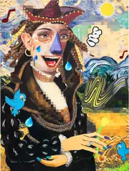 Allison Zuckerman, Clearing One's Head, 2018, acrylic and archival CMYK ink on canvas