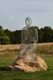 Jaume Plensa, Kneeled Shadow, 2008, welded pressed steel and boulder