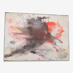 Lucy Dodd, from under the 'bu blood moon #7, 2014, yerba maté, tempera, acrylic, mixed wild flower essences and Pt Dume dust and dew on canvas sewn to canvas