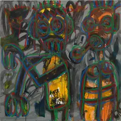 Untitled by Aboudia, 2018, acrylic and oil stick on canvas, sold Nov 2022