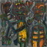 Aboudia, Untitled, 2018, acrylic and oil stick on canvas