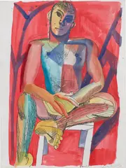 Untitled by Louis Fratino, 2017, watercolor and ink on paper, sold Nov 2022