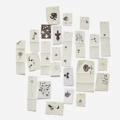 Jim Hodges, A Diary of Flowers – Just Black, 1993, ink on 26 napkins with pins