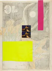 Untitled by Julian Schnabel, 1980, collage on found map, sold Nov 2022