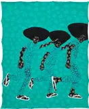 Wonder Buhle Mbambo, Raising boys, ngesintu, 2021, acrylic and metallic gold on unstretched canvas