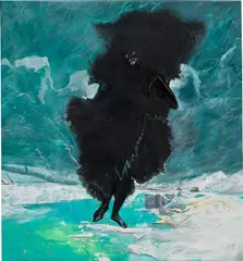 Cy Gavin, Black, Black, Black is the Color of My True Love's Hair, 2014, acrylic, oil and chalk on brushed cotton