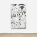 Pamela Rosenkranz, Egret, Chi, Morning Walk (White), 2014, Ralph Lauren acrylic latex paint (Egret) and emergency blanket, in artist's frame