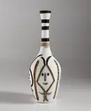 Pablo Picasso, Engraved bottle (Bouteille gravée) (R. 249), 1954, White earthenware turned bottle, painted in colors, with engraving and partially brushed glaze