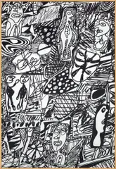 Jean Dubuffet, Site de mémoire I (Memory Site I) (L. fasc. XXXII 182b, W. 1262), 1979, Monumental screenprint in black and white, on canvas over wooden stretcher