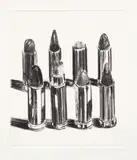 Wayne Thiebaud, Lipsticks-Black, 1988, Drypoint, on Somerset paper, with full margins