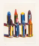 Wayne Thiebaud, Eight Lipsticks, 1988, Drypoint in colors, on Somerset paper, with full margins