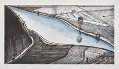 Dark Hill River by Wayne Thiebaud, 2002, Drypoint and aquatint with direct gravure in colors, on Somerset paper, with full margins, sold Apr 2022