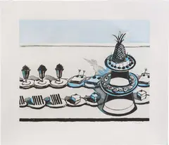 Wayne Thiebaud, Snack Bar, 2017, Aquatint with drypoint in colors, on Somerset paper, with full margins