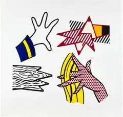 Study of Hands (C. 191) by Roy Lichtenstein, 1981, Lithograph and screenprint in colors, on Rives BFK paper, with full margins, sold Apr 2022
