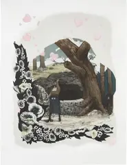 Kerry James Marshall, Vignette (Wishing Well), 2010, Aquatint in colors with paper collage, on Somerset paper, with full margins