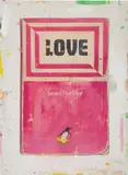 Harland Miller, Love Saves The Day, 2015, Monumental unique screenprint with extensive hand-coloring, on wove paper, the full sheet