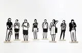 Julian Opie, Cap; Earphones; Long Hair; Denim Waistcoat; Leggings; Cargo Shorts; Blazer; and Dress, from Boston Statuettes