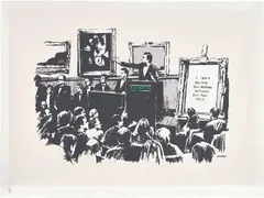 Morons by Banksy, 2007, Screenprint in colors, on Arches 88 paper, with full margins, sold Apr 2022