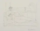 Pablo Picasso, Le Repos du sculpteur II (The Sculptor's Rest), plate 63 from the Vollard Suite (B. 172, Ba. 325), 1933, Etching, on Montval laid paper watermark Vollard, with margins
