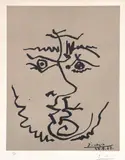 Visage (Face) by Pablo Picasso, 1967, Lithograph in cream and black, on Rives BFK paper, with margins, sold Apr 2022