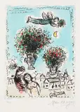Bouquets au ciel bleu (Blue Sky Bouquets) (M. 1024) by Marc Chagall, 1984, Lithograph in colors, on Arches paper, with full margins, sold Apr 2022