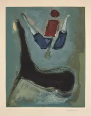 Marino Marini, Marino from Shakespeare II, plate 3 (G. A213), 1975, Drypoint, etching and aquatint in colors, on Arches paper, with full margins