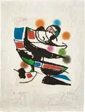 Joan Miró, Le Marteau sans maître (The Hammer Without a Master): plate 6 (D. 949, see C. bks 216), 1976, Etching and aquatint in colors, on Japon nacré paper, with full margins