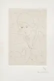Henri Matisse, Jeune femme à la coiffure Hollandaise, regardant des poissons (Young Woman with Dutch Hairstyle, Looking at Fish) (D. 184), 1929, Etching, on Chine appliqué to Arches paper, with full margins