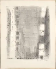 Manhattan 3, stone II (P. L19) by Lyonel Feininger, 1955, Lithograph, on Rives BFK paper, with margins, sold Apr 2022