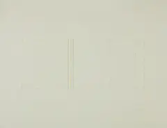 Untitled (J. 110) by Fred Sandback, 1984, Lithograph in gray-green, yellow, and blue, on Japanese paper, with full margins, sold Apr 2022
